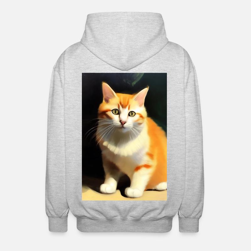 Image du chat - Veste à capuche unisexe - gris clair chiné