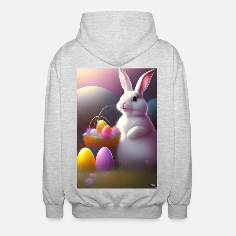 Osterhase mit Oster Eier - Unisex Kapuzenjacke - Hellgrau meliert
