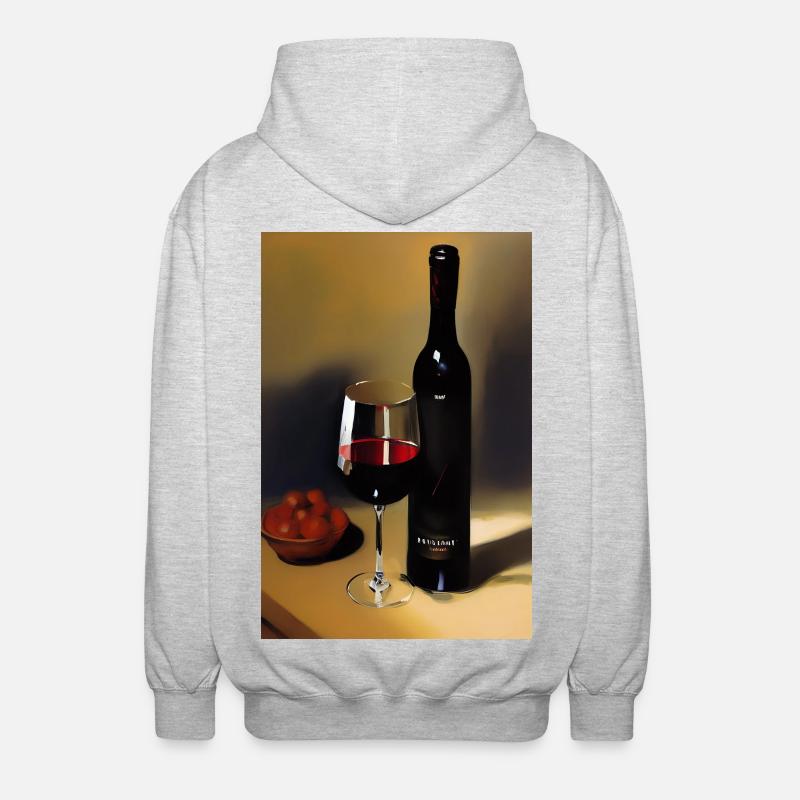 Wein Trinker - Unisex Kapuzenjacke - Hellgrau meliert