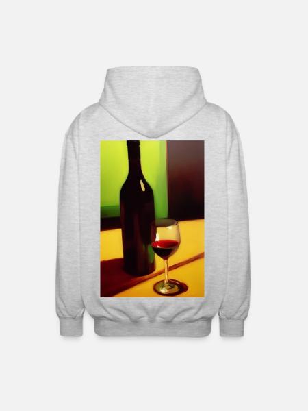 Wein Trinker - Unisex Kapuzenjacke - Hellgrau meliert