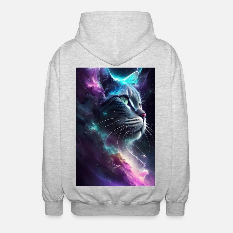Chat dans l’espace - Veste à capuche unisexe - gris clair chiné