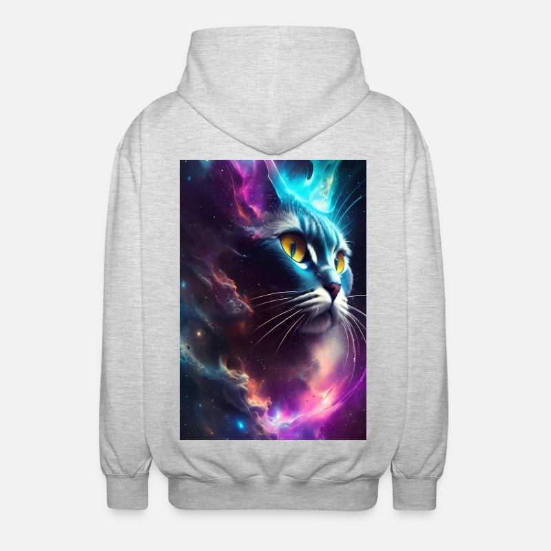 Chat dans l’espace - Veste à capuche unisexe - gris clair chiné