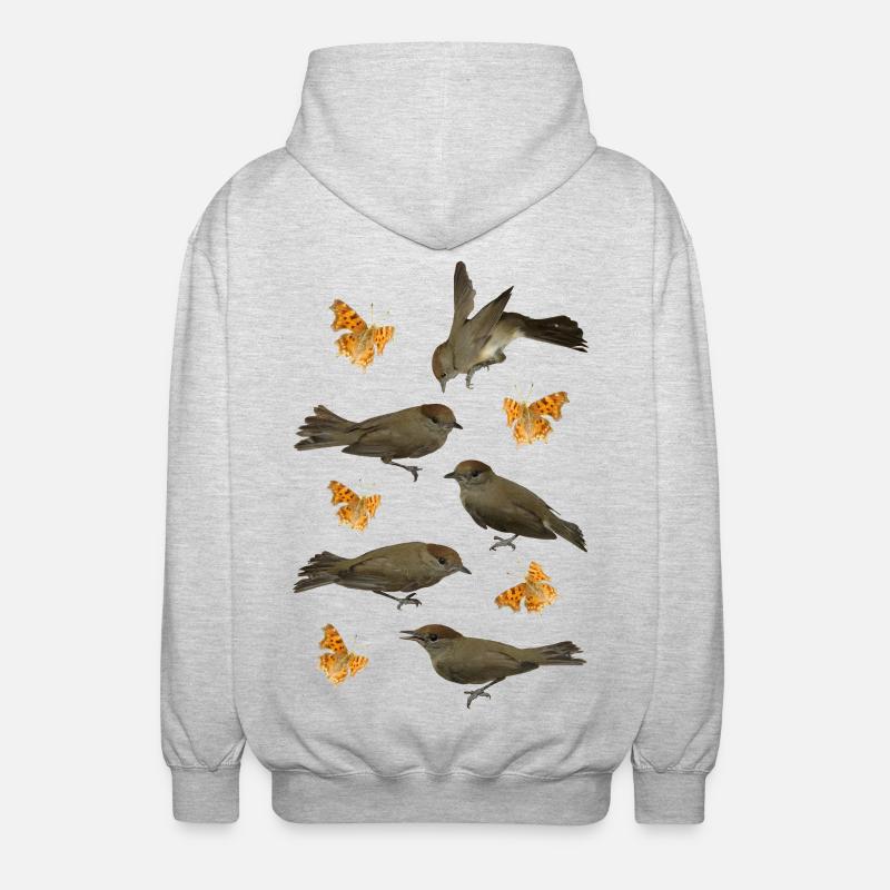 Blackcap with C-butterfly - Unisex Hooded Jacket - light heather grey