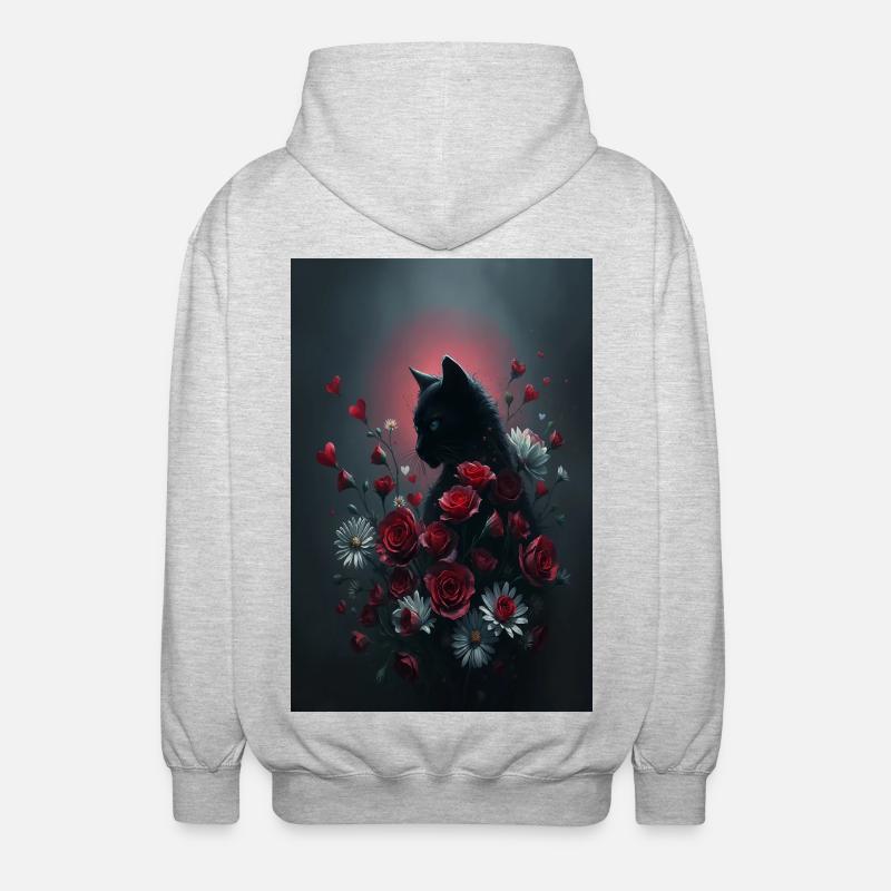 Chat avec des fleurs - Veste à capuche unisexe - gris clair chiné