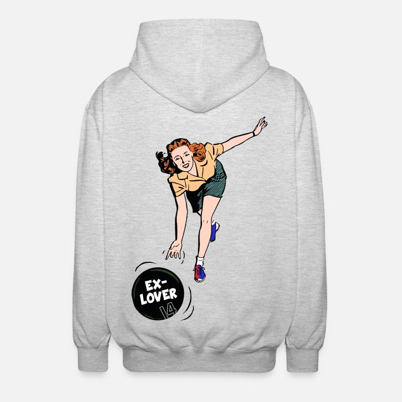 Ex-Lover Bowling – Retro Comic Style - Unisex Kapuzenjacke - Hellgrau meliert