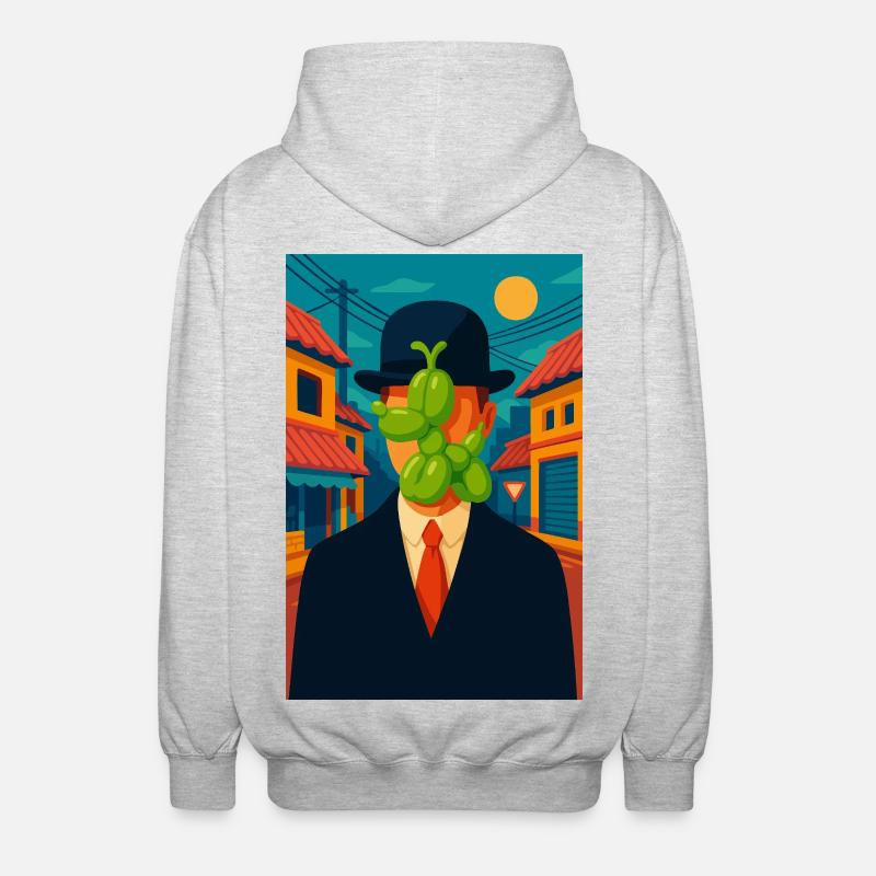 Mann (mit einem geschwollenen Hund) - Unisex Kapuzenjacke - Hellgrau meliert