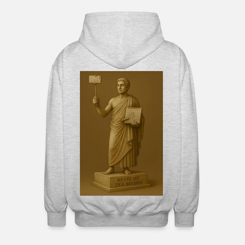 Statue moderne avec smartphone et calendrier - Veste à capuche unisexe - gris clair chiné