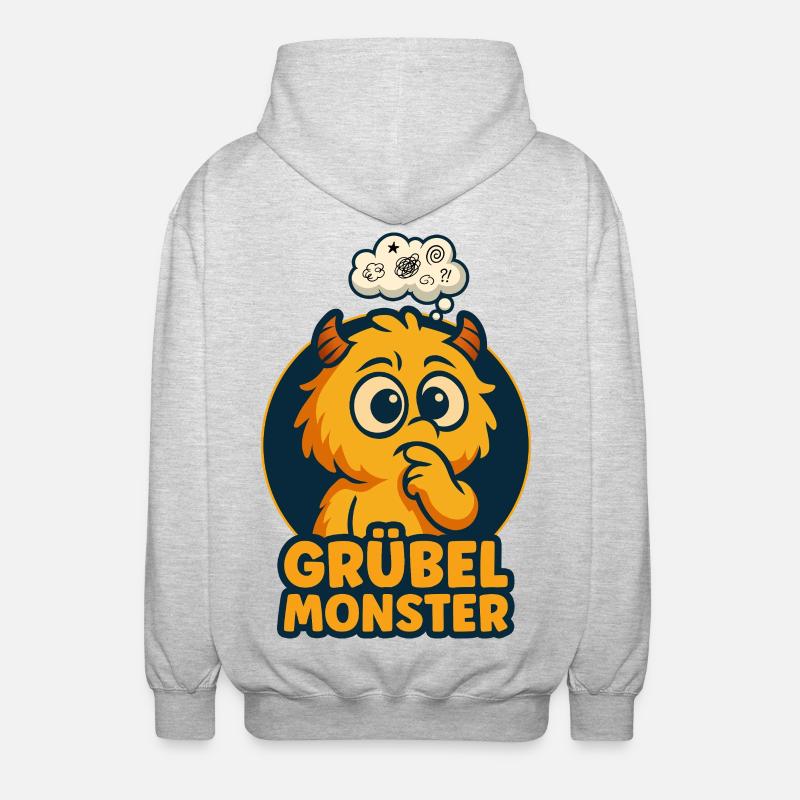 Brooding Monsters – Cute, Thoughtful & Funny - Unisex Hooded Jacket - light heather grey