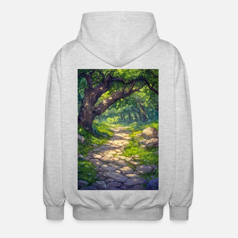 Illustration einer Waldlandschaft - Unisex Kapuzenjacke - Hellgrau meliert