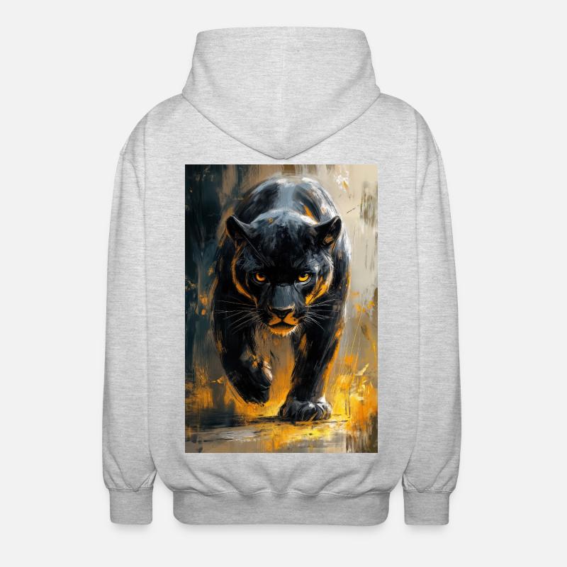 Illustration eines Panthers - Unisex Kapuzenjacke - Hellgrau meliert