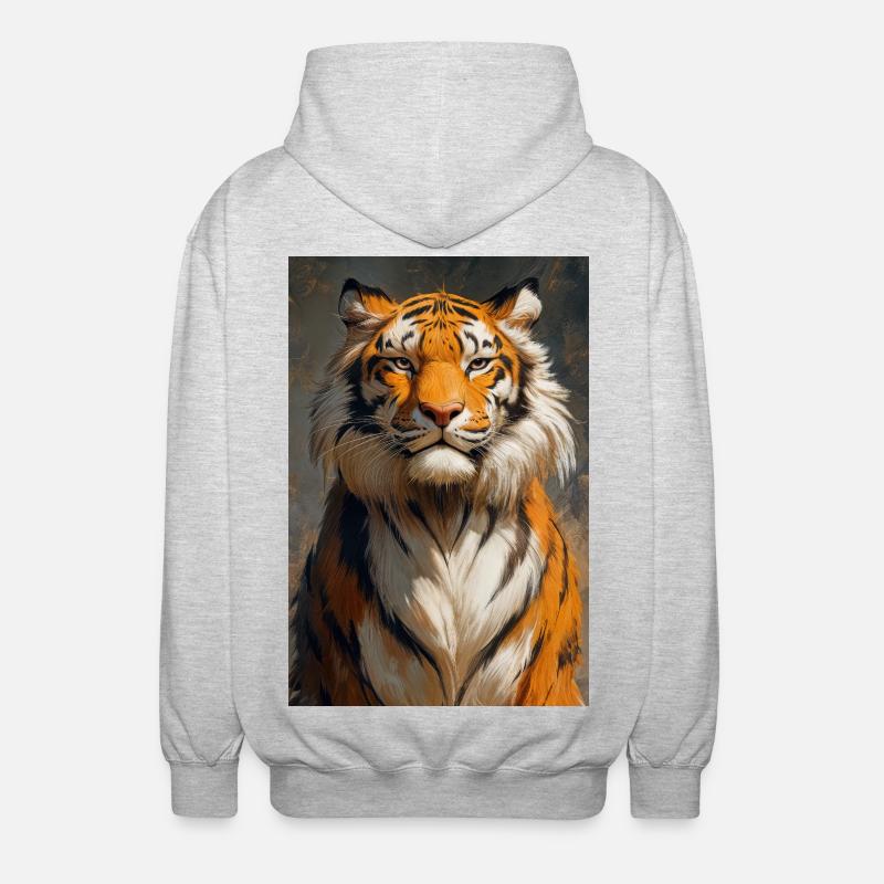 Illustration eines Tigers - Unisex Kapuzenjacke - Hellgrau meliert
