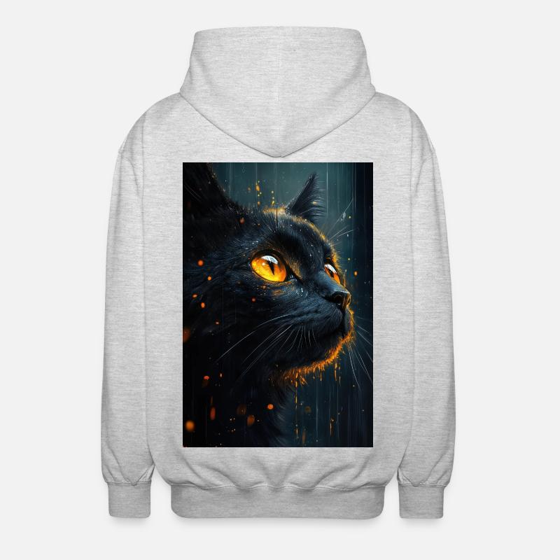 Illustration einer Katze - Unisex Kapuzenjacke - Hellgrau meliert
