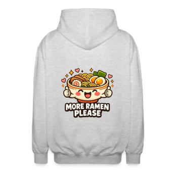 Bol de nouilles ramen mignons - Veste à capuche unisexe - gris clair chiné - Dos - AI Model Male 185 light (185cm)