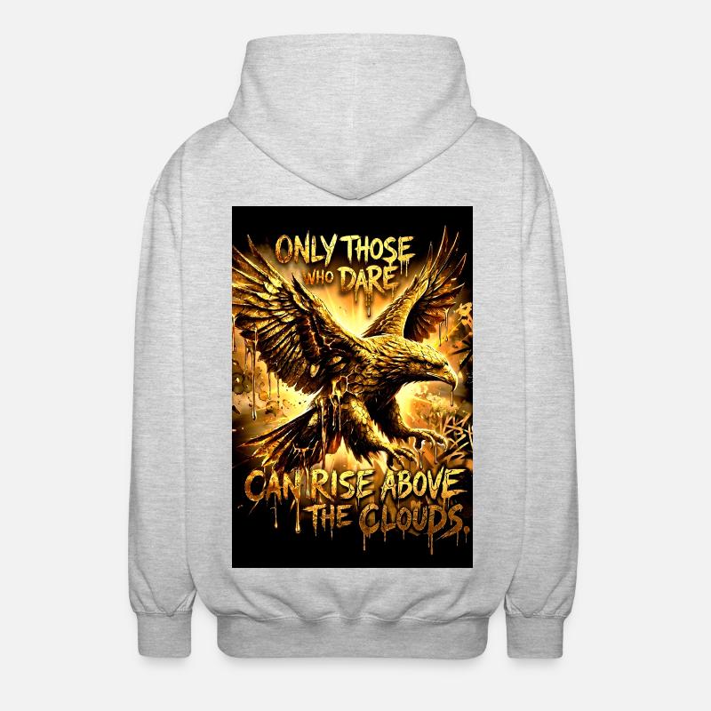 Eagle Poster Motivation Saying Mural - Unisex Hooded Jacket - light heather grey