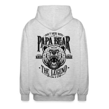 Papa Bear - Unisex Hooded Jacket - light heather grey - Back - AI Model Male 185 light (185cm)