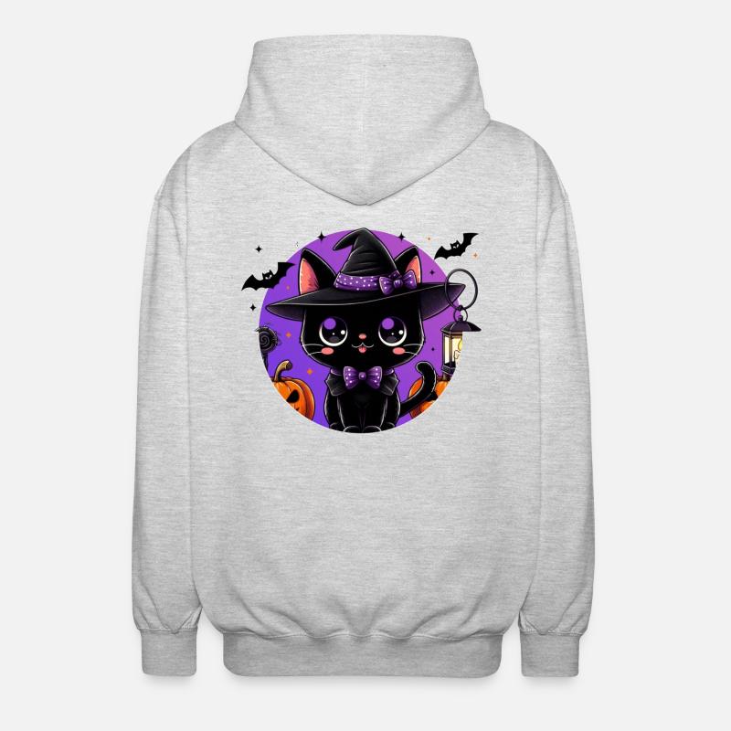 Süßes Kätzchen Halloween v2 - Unisex Kapuzenjacke - Hellgrau meliert