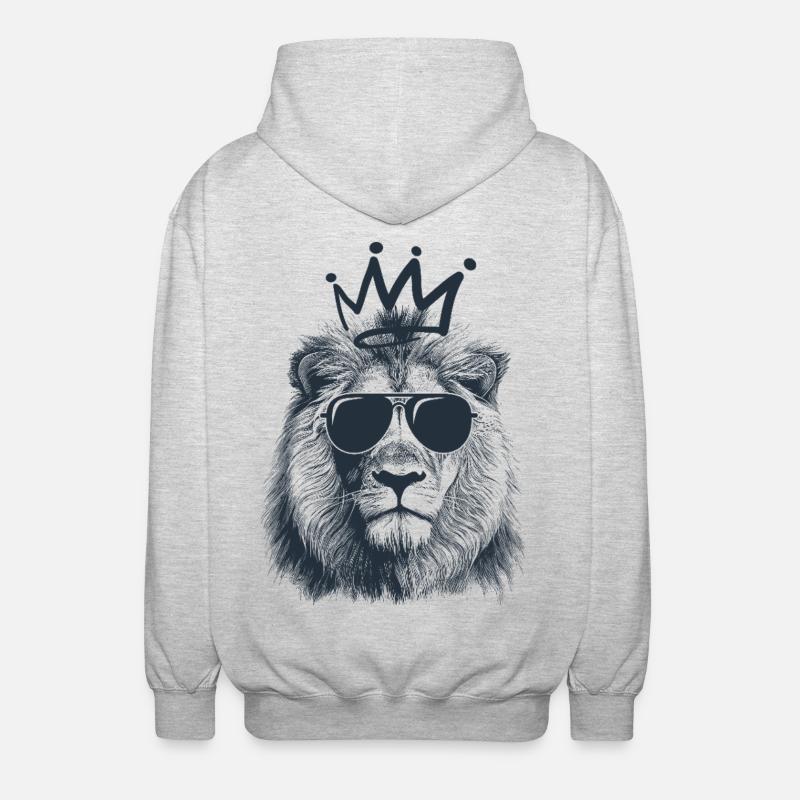 Löwe und krone - Unisex Kapuzenjacke - Hellgrau meliert