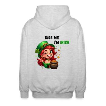 Embrasse-moi je suis irlandais - Veste à capuche unisexe - gris clair chiné - Dos - AI Model Male 185 light (185cm)