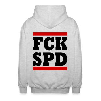 Fck spd - Unisex Kapuzenjacke - Hellgrau meliert - Hinten - AI Model Male 185 light (185cm)