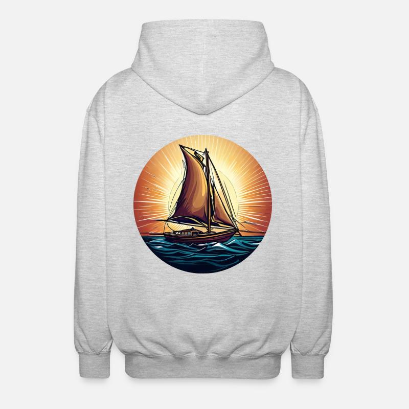 Sailing ship in the sunset - Unisex Hooded Jacket - light heather grey