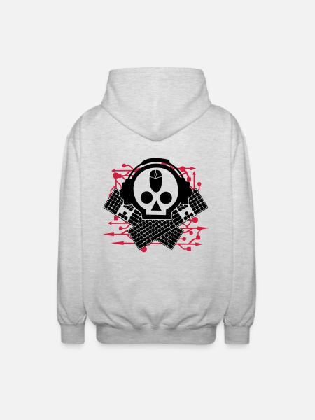 skully - Unisex Kapuzenjacke - Hellgrau meliert