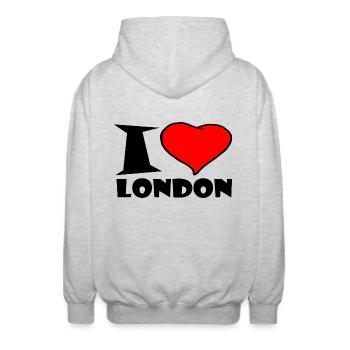 London - Ich Liebe london - Unisex Kapuzenjacke - Hellgrau meliert - Hinten - AI Model Male 185 light (185cm)