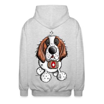 Saint Bernard - Veste à capuche unisexe - gris clair chiné - Dos - AI Model Male 185 light (185cm)