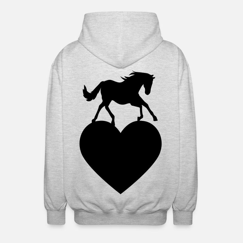 Cheval avec coeur - Veste à capuche unisexe - gris clair chiné