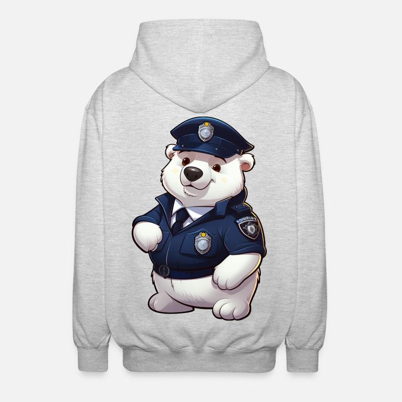 Polizei Eisbärin - Unisex Kapuzenjacke - Hellgrau meliert