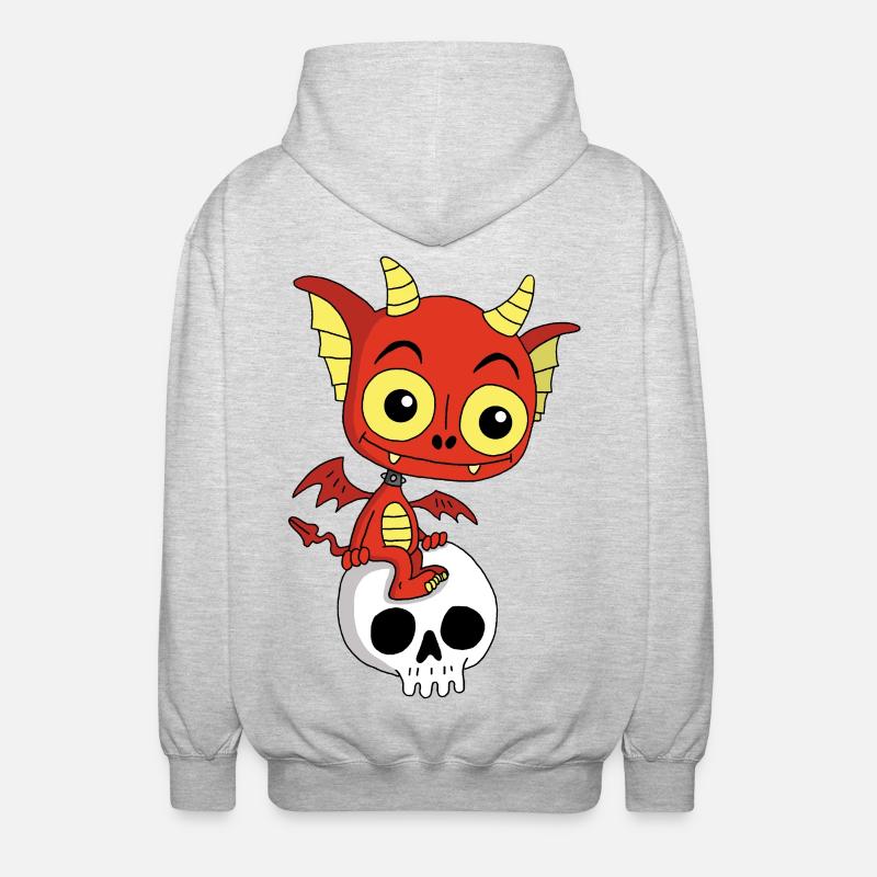 Kleiner Dämon ruht sich aus - Unisex Kapuzenjacke - Hellgrau meliert