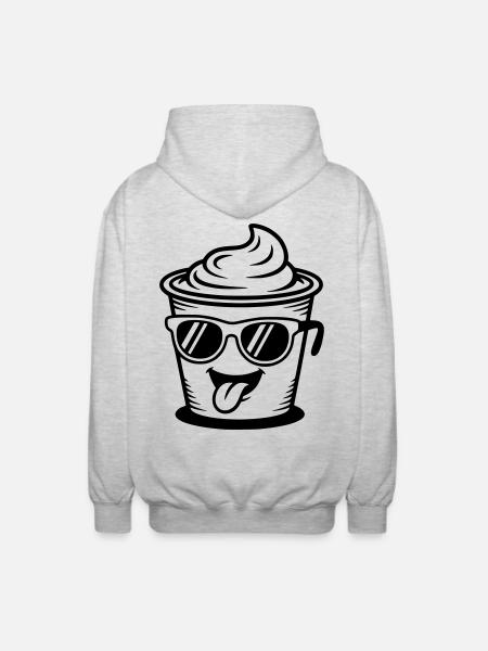 Kopper, fløde, yoghurt, fløde, is (kan ændres farve) - Unisex hættejakke. - lysegrå meleret