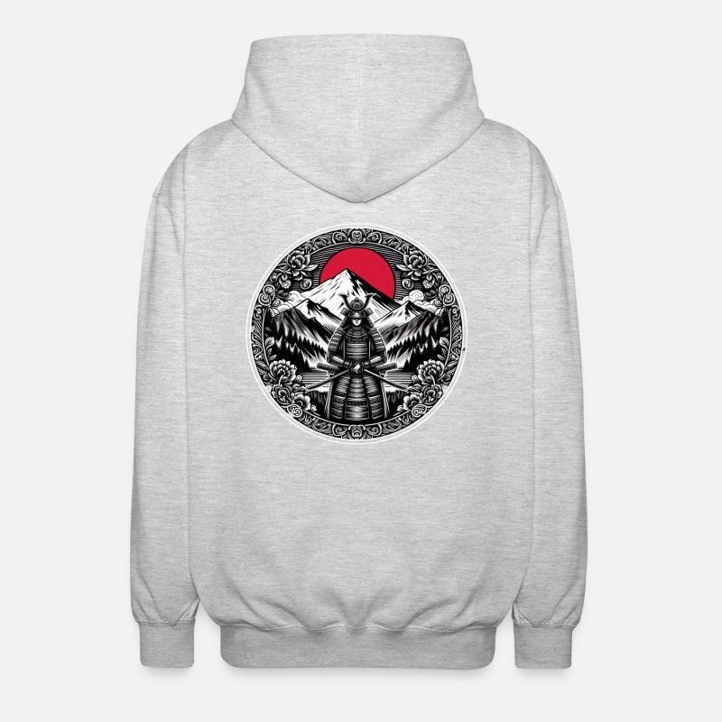 Japanischer Samurai-Krieger - Unisex Kapuzenjacke - Hellgrau meliert