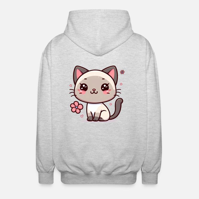 Kawaii Siamesisch 2 - Unisex Kapuzenjacke - Hellgrau meliert