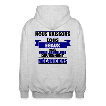 Les meilleurs mécaniciens - Veste à capuche unisexe - gris clair chiné - Dos - AI Model Male 185 light (185cm)