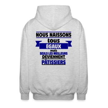 Les meilleurs pâtissiers - Veste à capuche unisexe - gris clair chiné - Dos - AI Model Male 185 light (185cm)