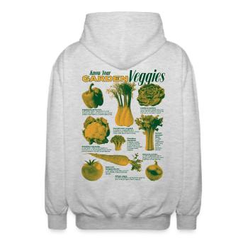 Kollektion Garten Veggies Gemüse Design - Unisex Kapuzenjacke - Hellgrau meliert - Hinten - AI Model Male 185 light (185cm)
