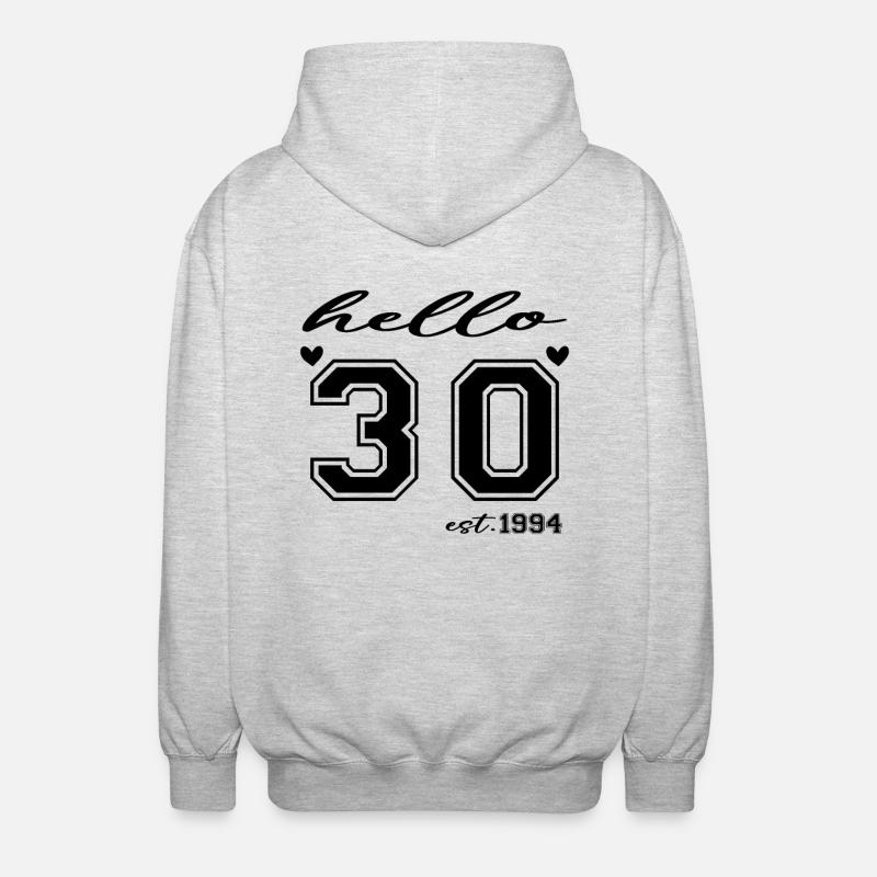 Hello 30 est 1994 - Veste à capuche unisexe - gris clair chiné