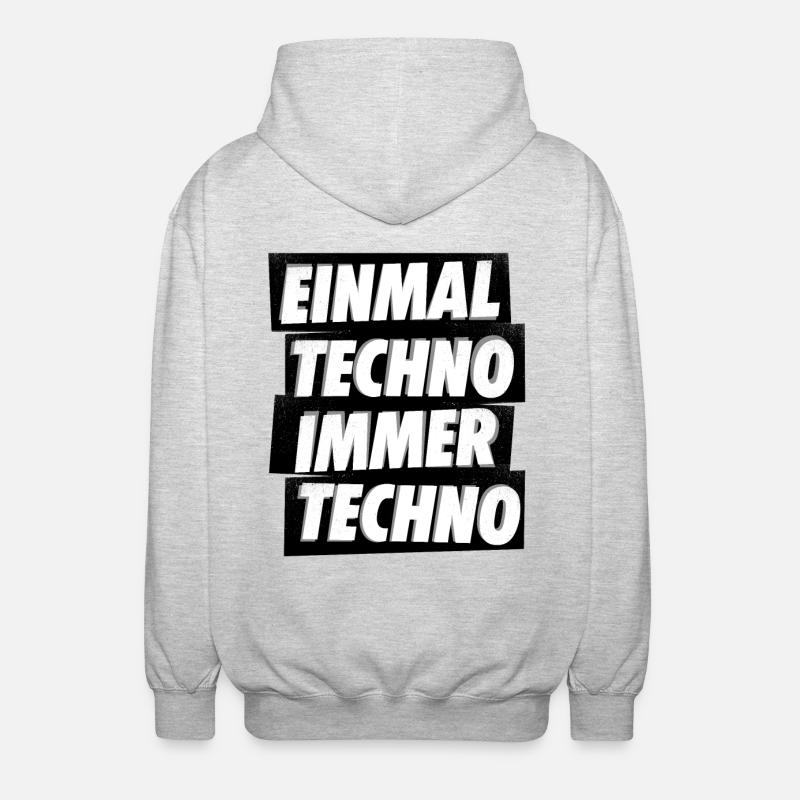 EINMAL TECHNO IMMER TECHNO - Unisex Kapuzenjacke - Hellgrau meliert