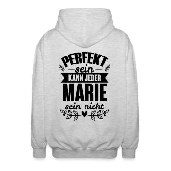 Marie - Perfekt Sein Kann Jeder Marie Nicht - Unisex Kapuzenjacke - Hellgrau meliert - Hinten - AI Model Male 185 light (185cm)