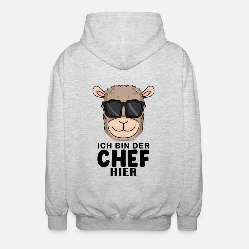 Cool Lama Chef Spruch - Unisex Kapuzenjacke - Hellgrau meliert