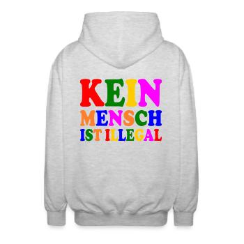 Kein mensch ist illegal - Unisex Kapuzenjacke - Hellgrau meliert - Hinten - AI Model Male 185 light (185cm)