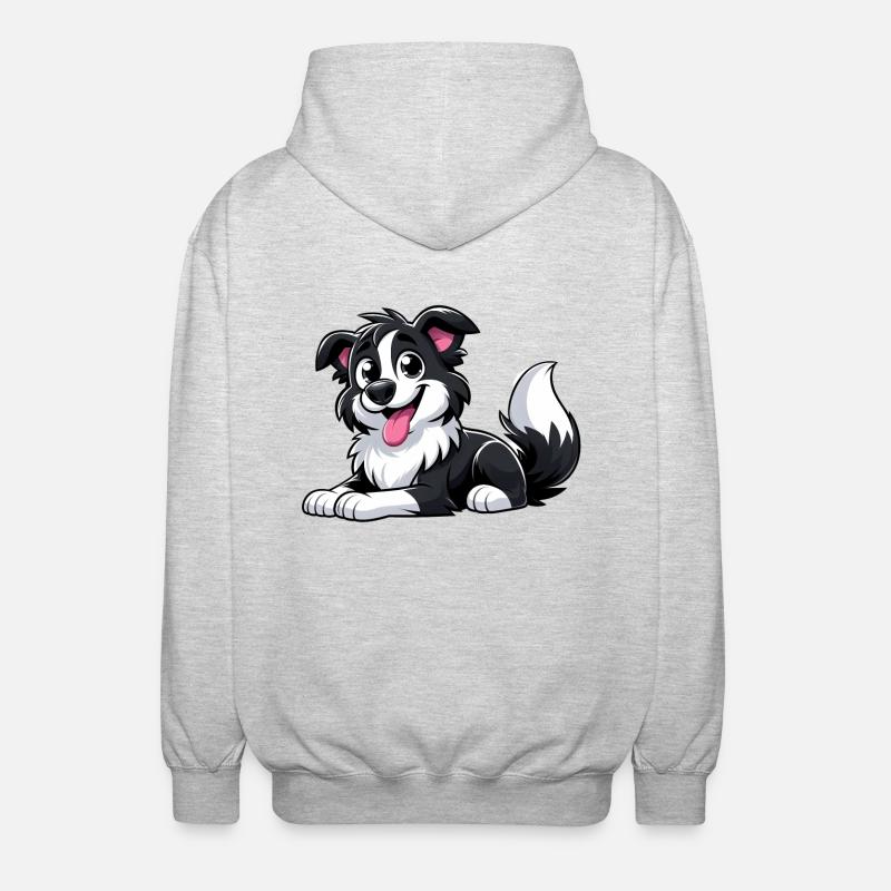 Border Collie 4 - Unisex Kapuzenjacke - Hellgrau meliert