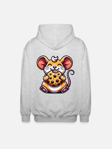Cute Mouse Cookie Dessert Cartoon - Unisex Hooded Jacket - light heather grey