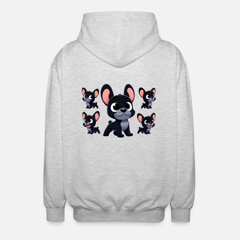 bouledogue français 3 - Veste à capuche unisexe - gris clair chiné