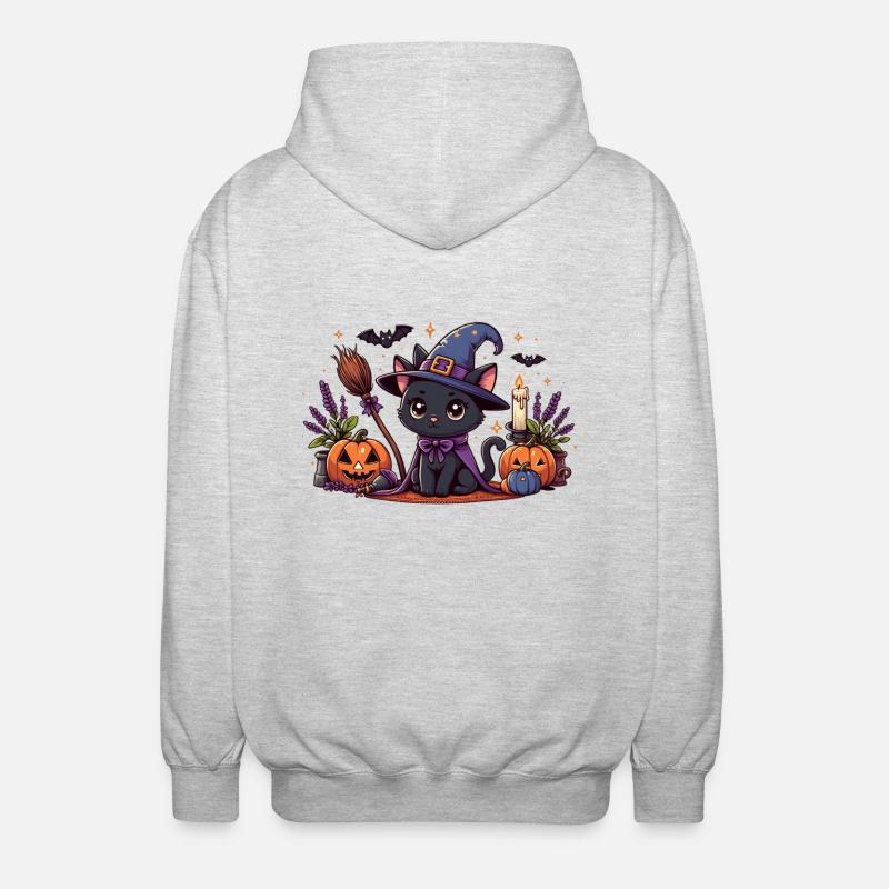 Spooky kitty Halloween 2 - Unisex Hooded Jacket - light heather grey