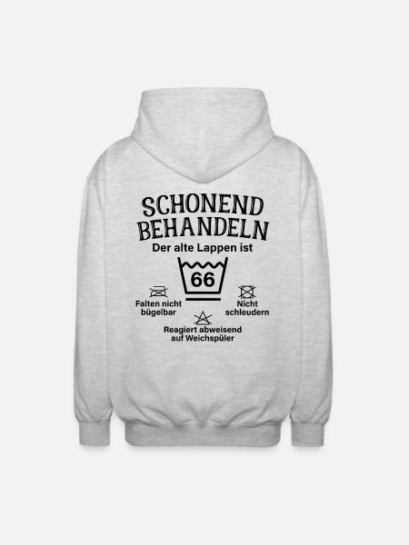 Schonend Behandeln 66 Geschenk Zum 66. Geburtstag - Unisex Kapuzenjacke - Hellgrau meliert