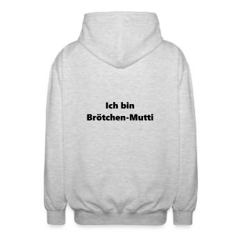 Broetchen-Mutti Pause Schule Mutter - Unisex Kapuzenjacke - Hellgrau meliert - Hinten - AI Model Male 185 light (185cm)