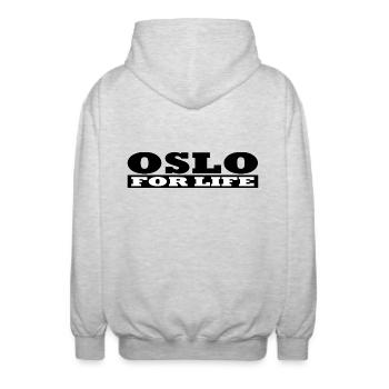 Oslo for life - Unisex Hooded Jacket - light heather grey - Back - AI Model Male 185 light (185cm)