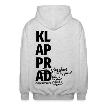 Klapprad Faltrad Geschenk Spruch Life´s too short - Unisex Kapuzenjacke - Hellgrau meliert - Hinten - AI Model Male 185 light (185cm)