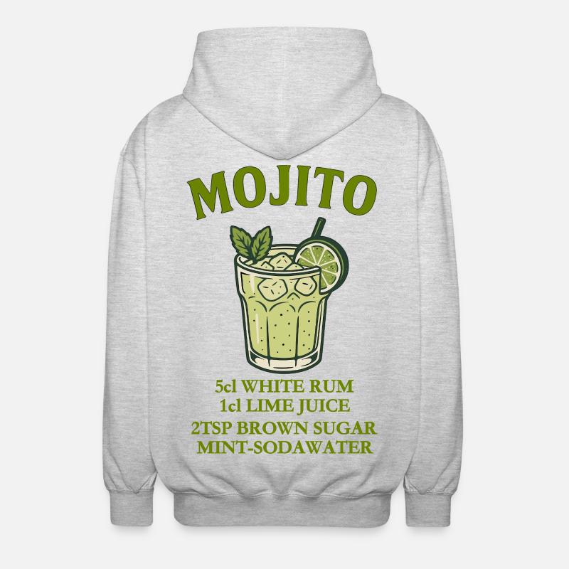 Mojito Design mit Limette und Minze - Unisex Kapuzenjacke - Hellgrau meliert